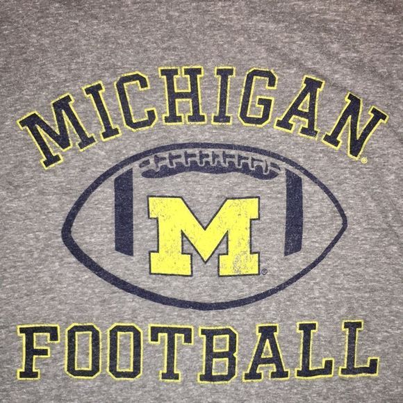 Gray grey thin Michigan Wolverines UM Football Tee T shirt XL mens - Picture 2 of 3